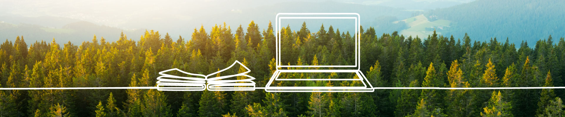 Libro aperto e pc nella natura